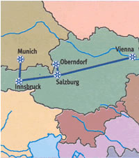 Map of Austria with Innsbruck